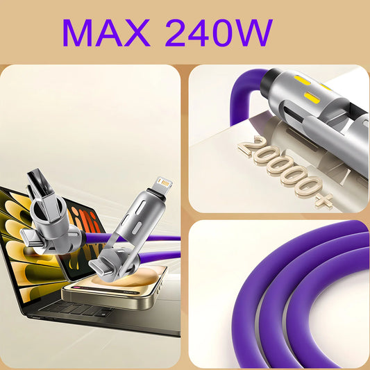 4-in-1 240W PD Fast Charge USB-C Cable 1M