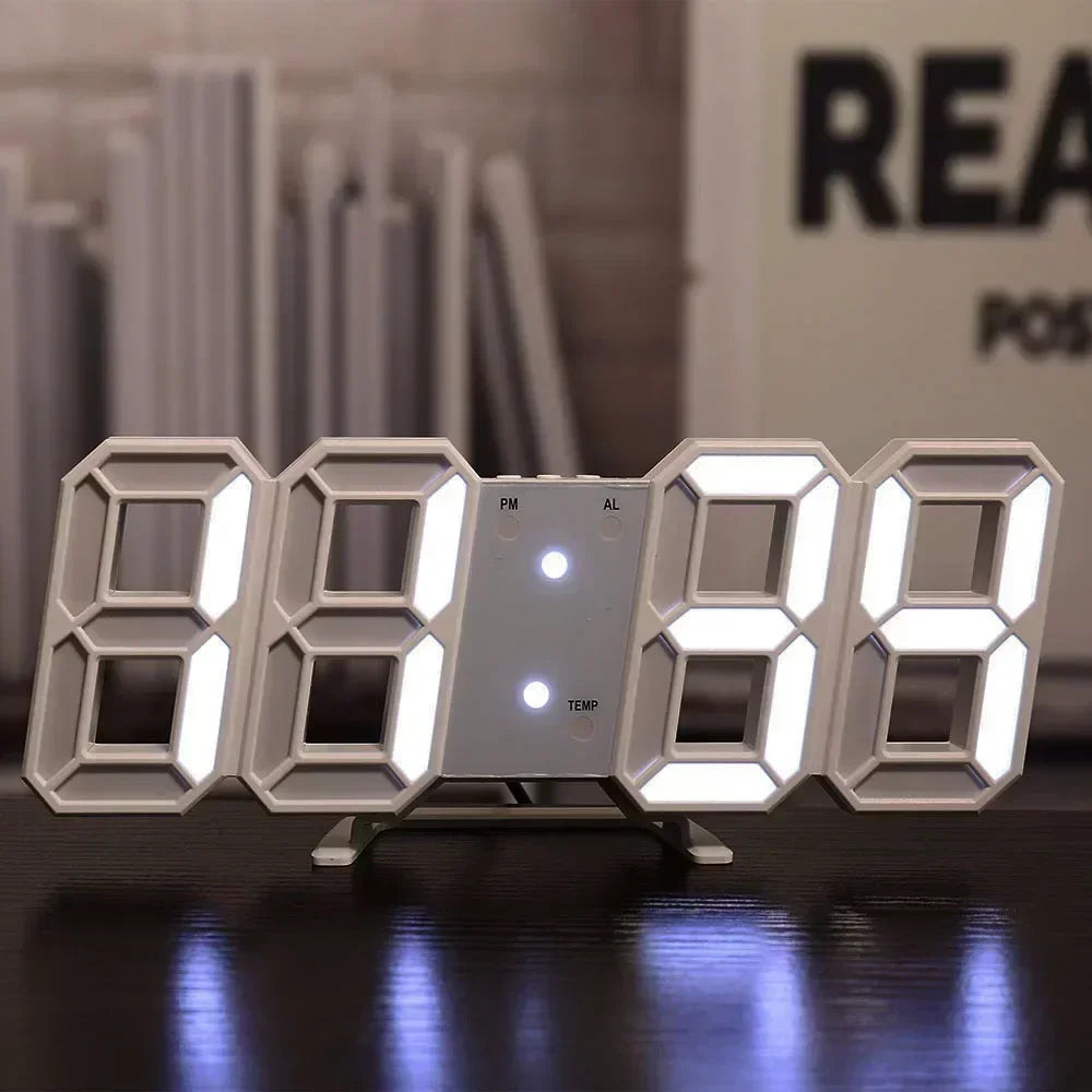 Adjustable 3D LED Digital Clock Night Mode Wall Decor