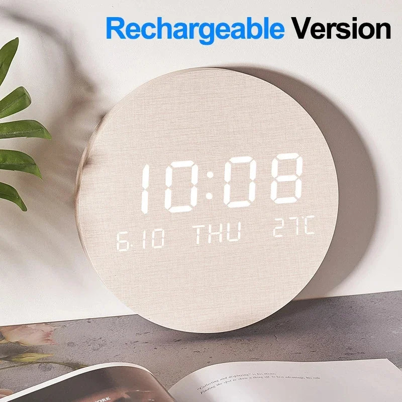 LED Digital Wall Clock with Temperature & Date
