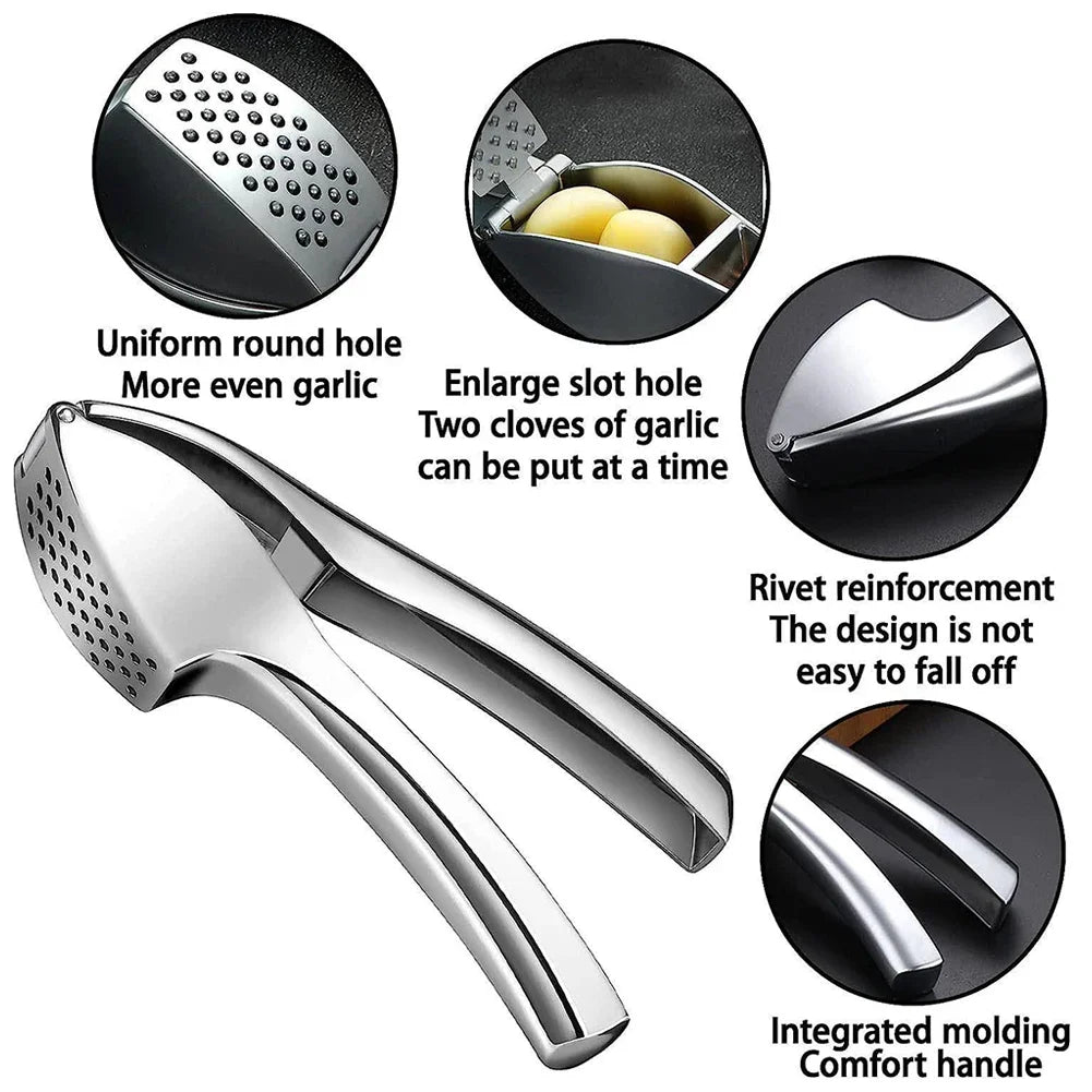Easy Clean Stainless Steel Garlic Press Crusher