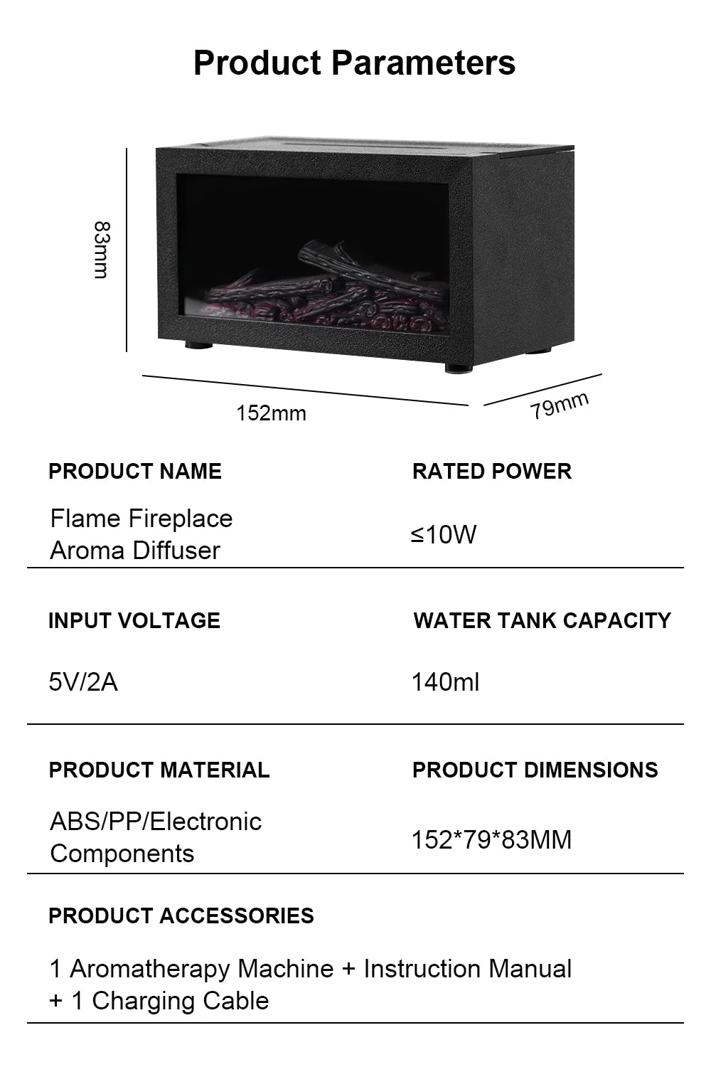 Fireplace Flame Humidifier & Aromatherapy Diffuser
