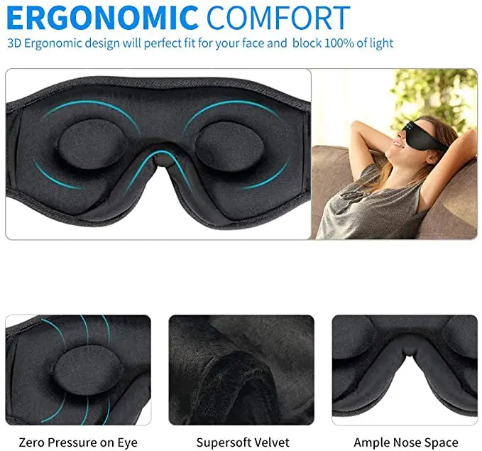 Soft Sleep Mask with Built-in Speaker & Mic