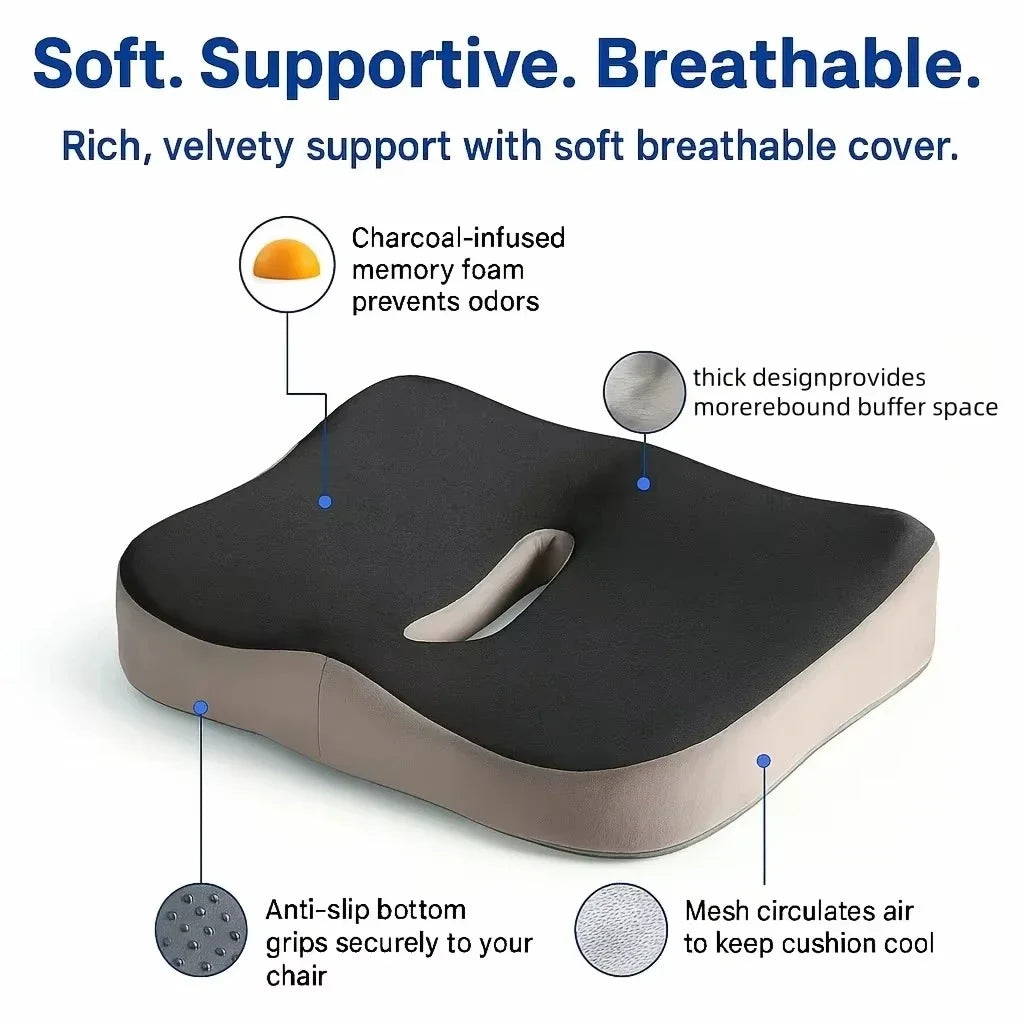 Memory Foam Seat Cushion for Tailbone & Sciatica Pain Relief