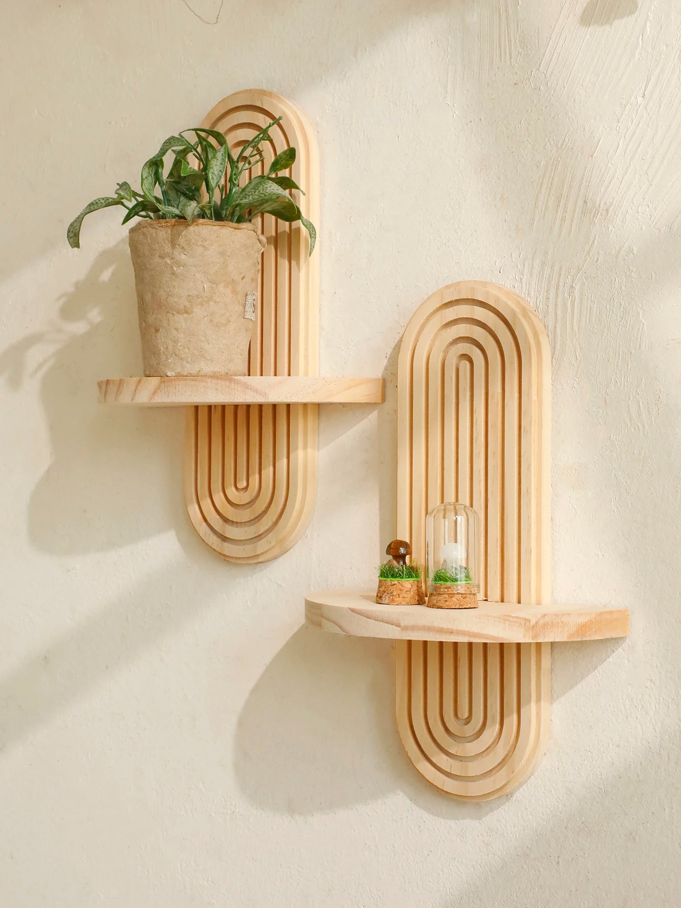 Boho Geometric Wood Wall Shelf