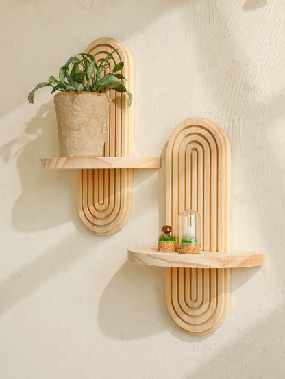 Boho Geometric Wood Wall Shelf
