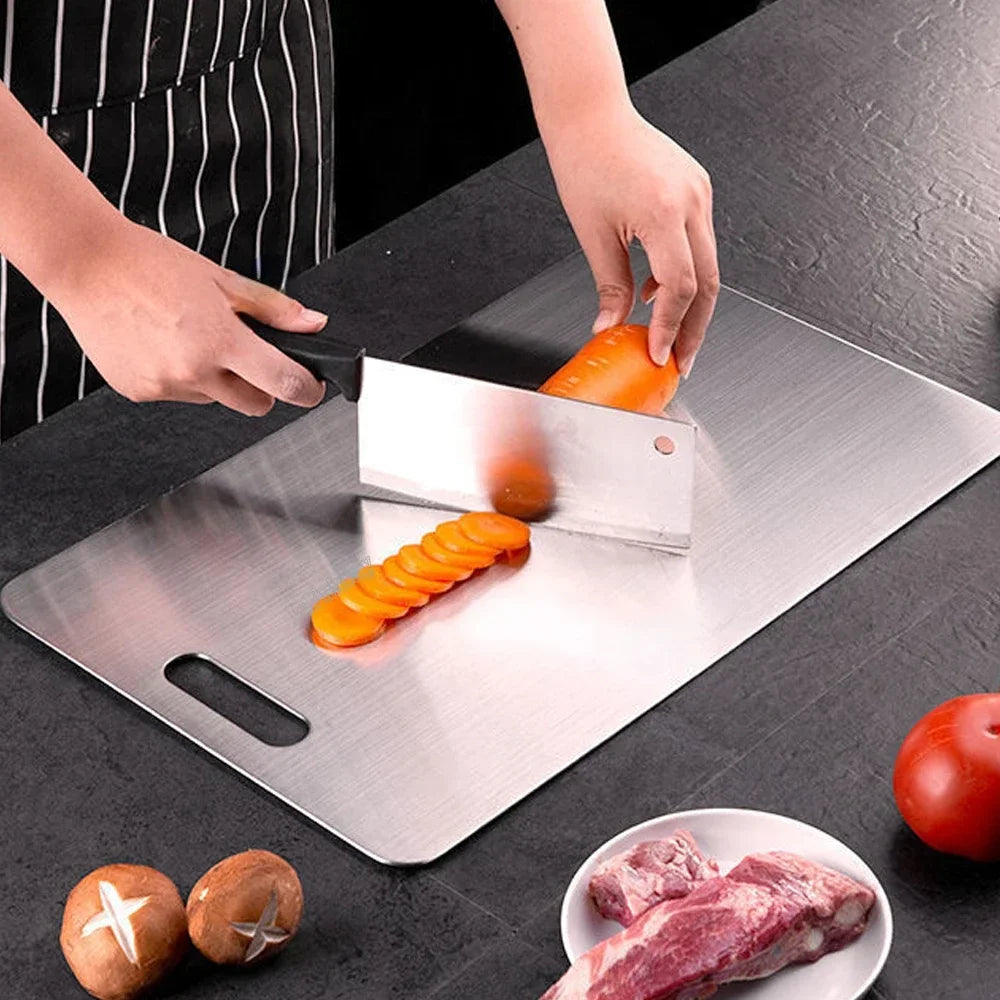 Thickened Double-Sided Stainless Steel Cutting & Kneading Board
