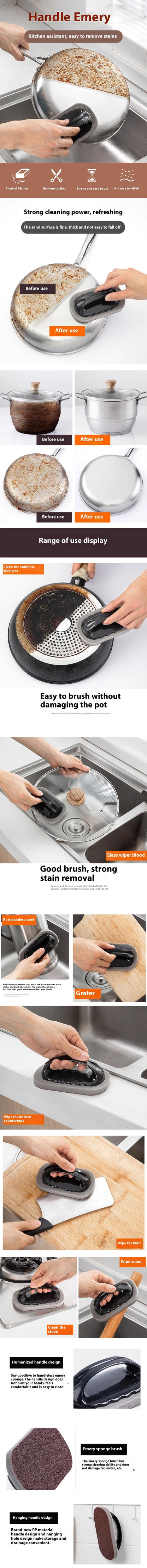 Magic Emery Eraser Sponge with Handle for Rust & Stains