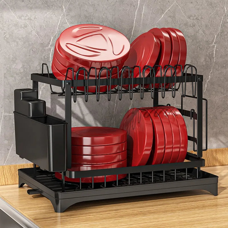 Kitchen Dish Drying Rack & Drainer with Cup Holder