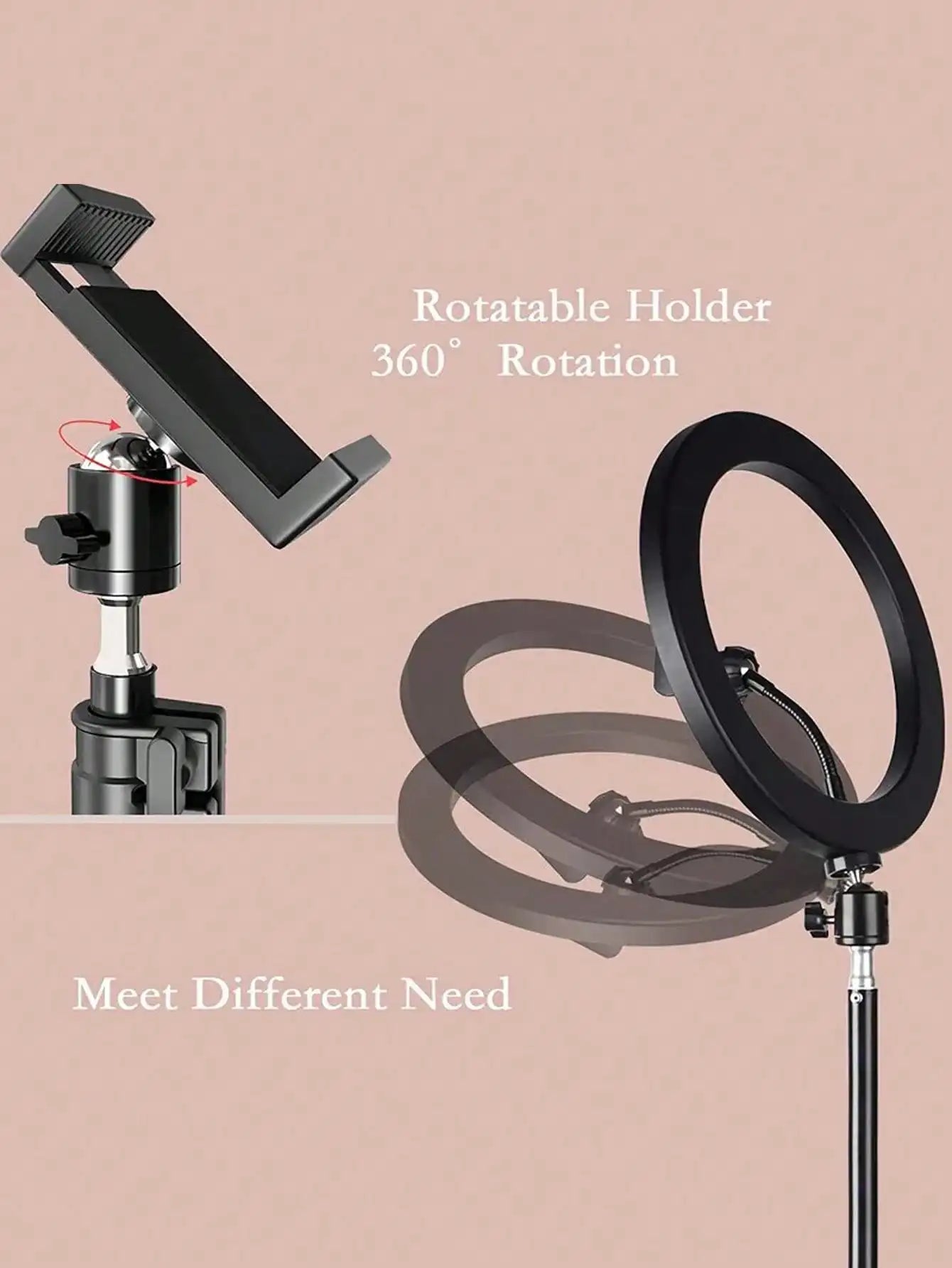 10" LED Ring Light with 110cm Tripod Stand & Clip for Streaming