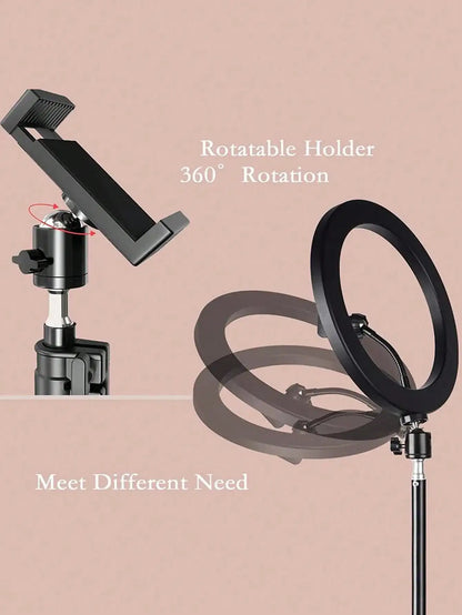 10" LED Ring Light with 110cm Tripod Stand & Clip for Streaming