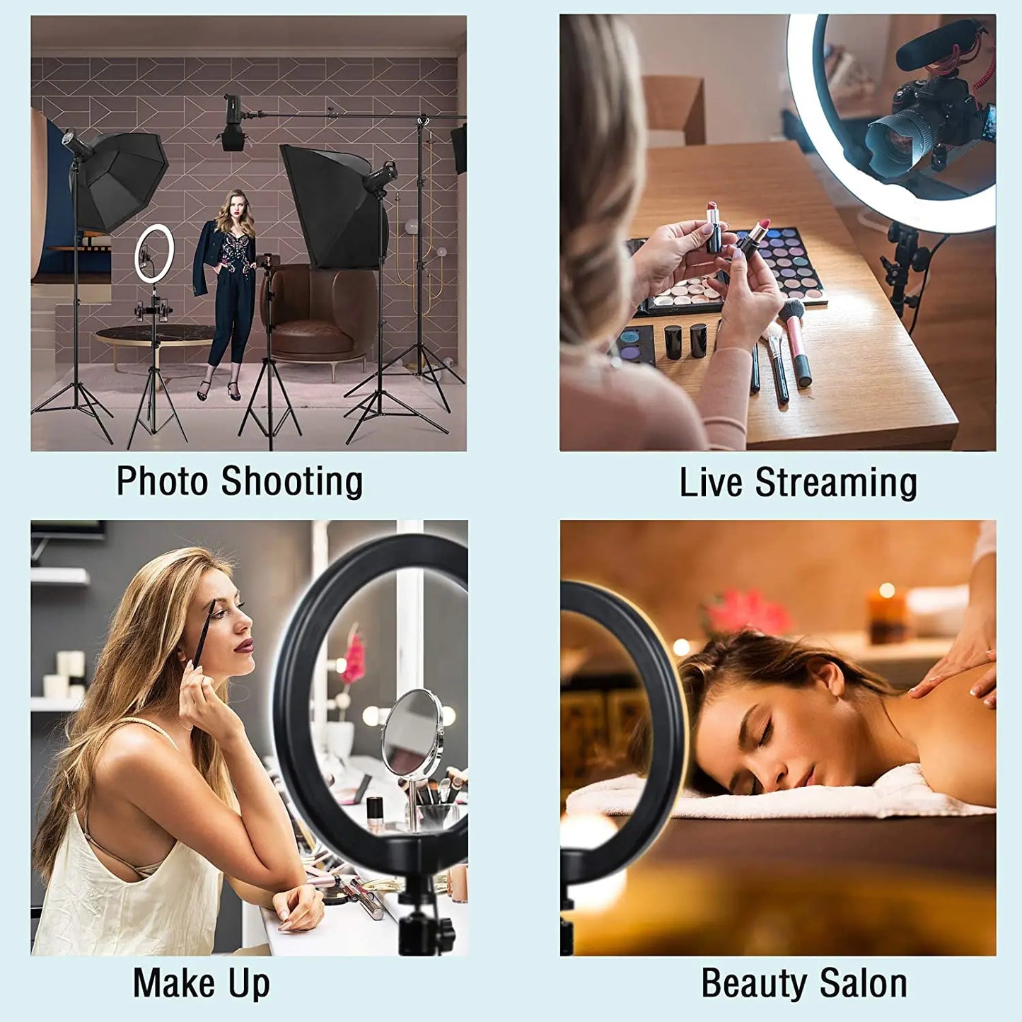 LED Selfie Ring Light with Tripod Stand & USB Remote