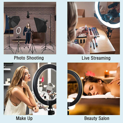 LED Selfie Ring Light with Tripod Stand & USB Remote