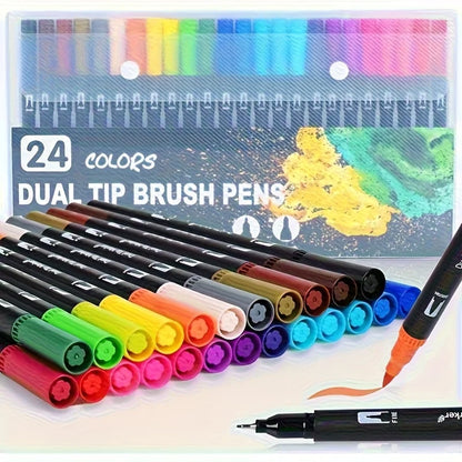 Vibrant Double-Ended Watercolor Markers