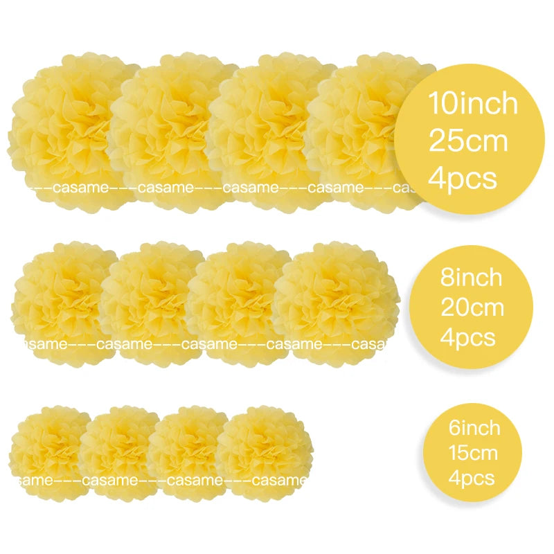 Handmade Paper Flower Pom Pom Decorations