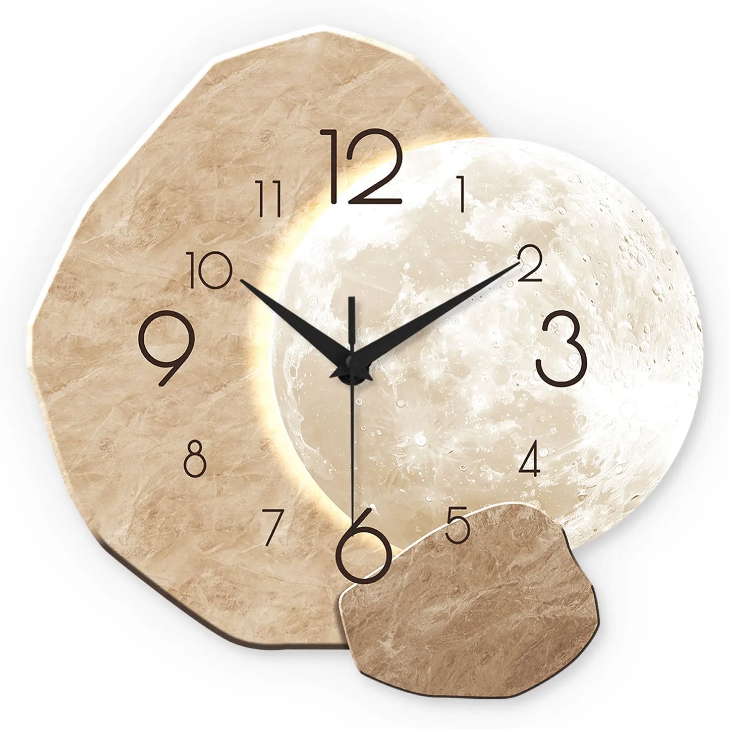 Minimalist Wooden Moon Wall Clock