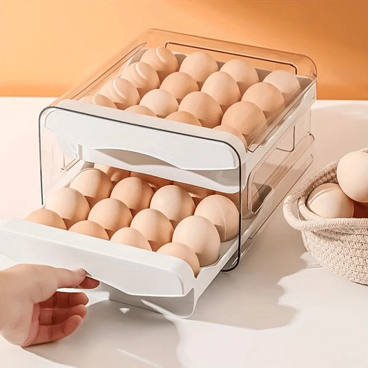 2-Layer Egg Storage Box Drawer Organizer for Fridge