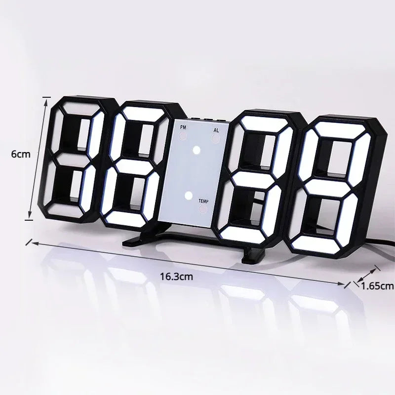 Adjustable 3D LED Digital Clock Night Mode Wall Decor