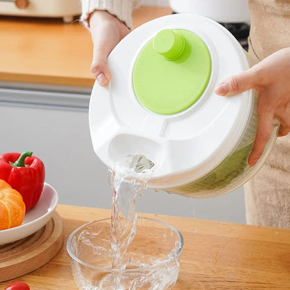 Manual Salad Spinner & Vegetable Dehydrator with Drain Basket