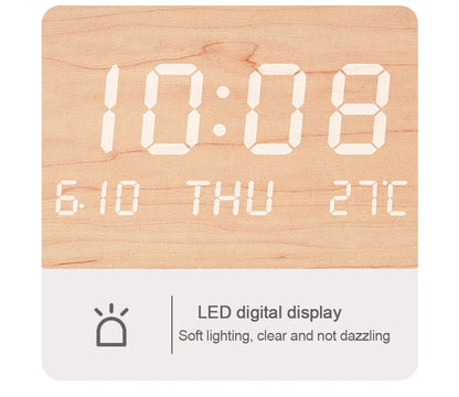 LED Digital Wall Clock with Temperature & Date