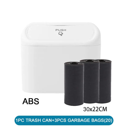 Mini Car Trash Can with Lid & 60 Bags
