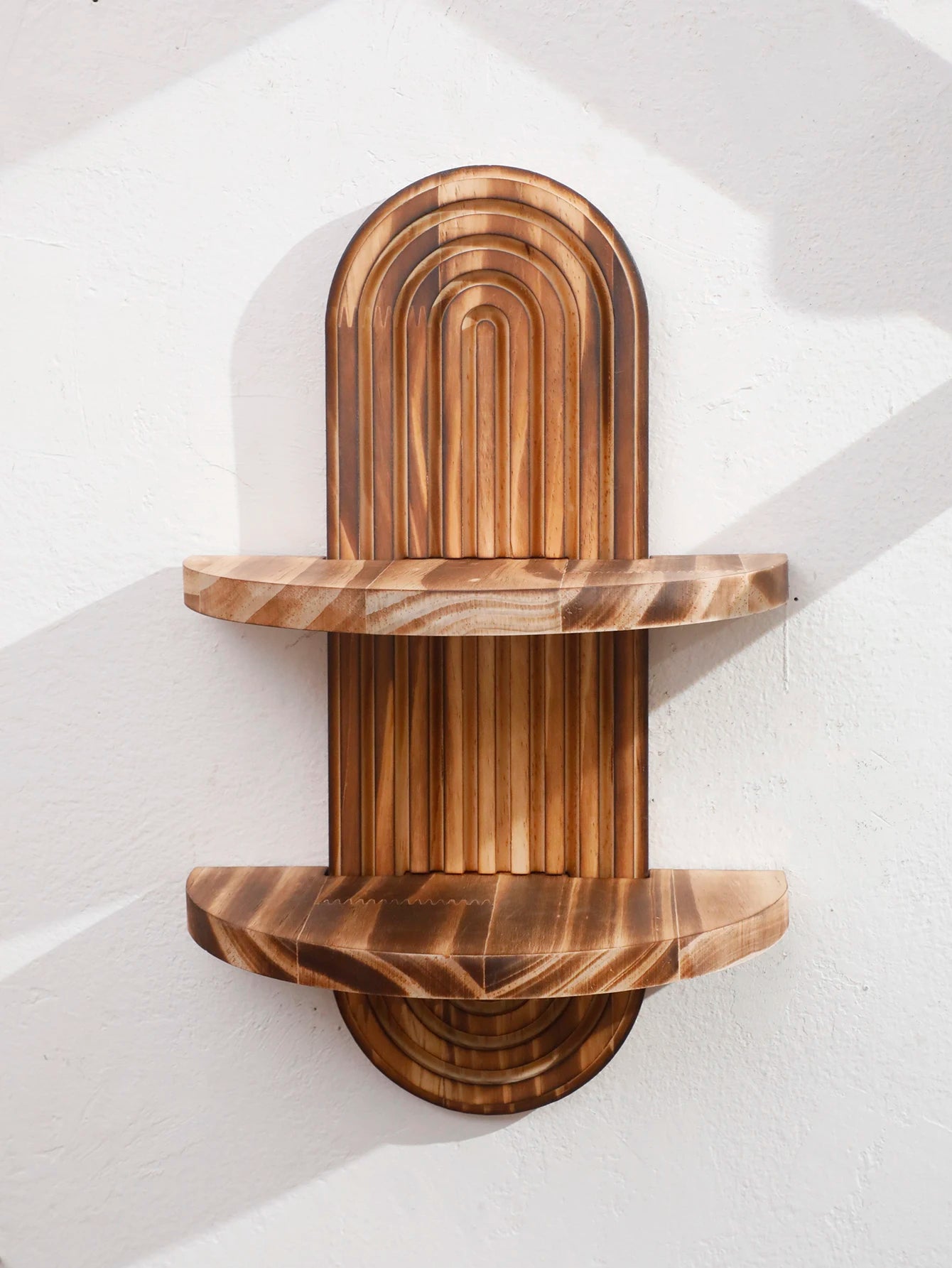 Boho Geometric Wood Wall Shelf
