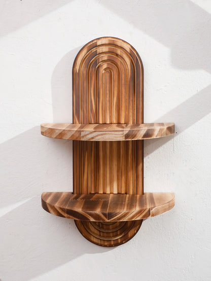Boho Geometric Wood Wall Shelf