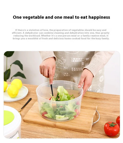 Manual Salad Spinner & Vegetable Dehydrator with Drain Basket