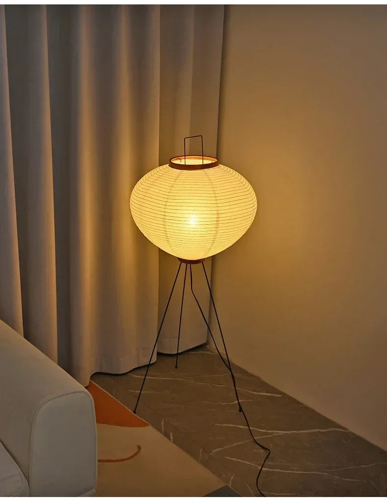 Japanese Wabi Sabi Rice Paper Standing Lamp