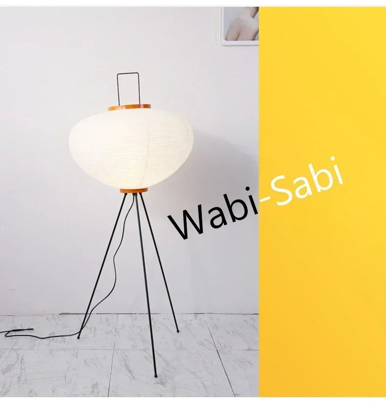 Japanese Wabi Sabi Rice Paper Standing Lamp