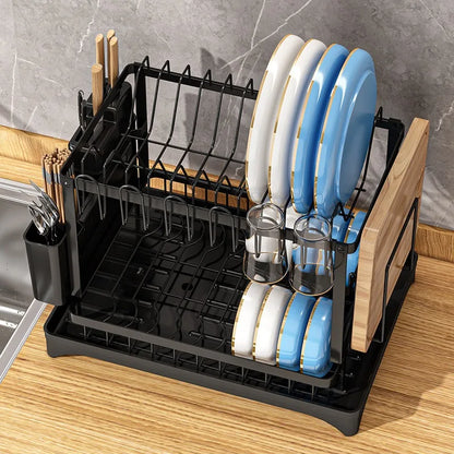 Kitchen Dish Drying Rack & Drainer with Cup Holder