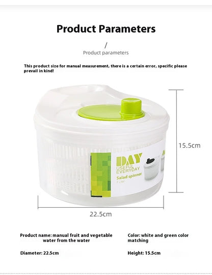 Manual Salad Spinner & Vegetable Dehydrator with Drain Basket