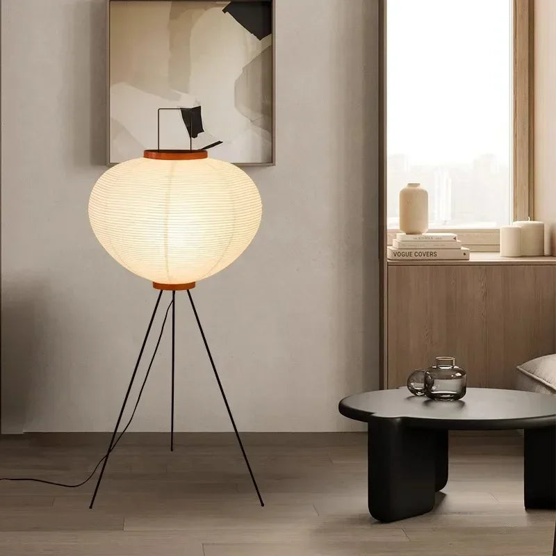 Japanese Wabi Sabi Rice Paper Standing Lamp