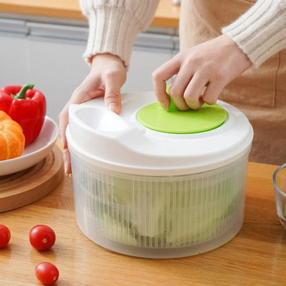 Manual Salad Spinner & Vegetable Dehydrator with Drain Basket