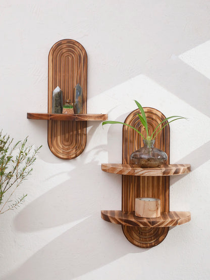 Boho Geometric Wood Wall Shelf