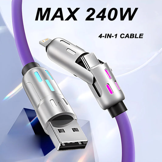 4-in-1 240W PD Fast Charge USB-C Cable 1M