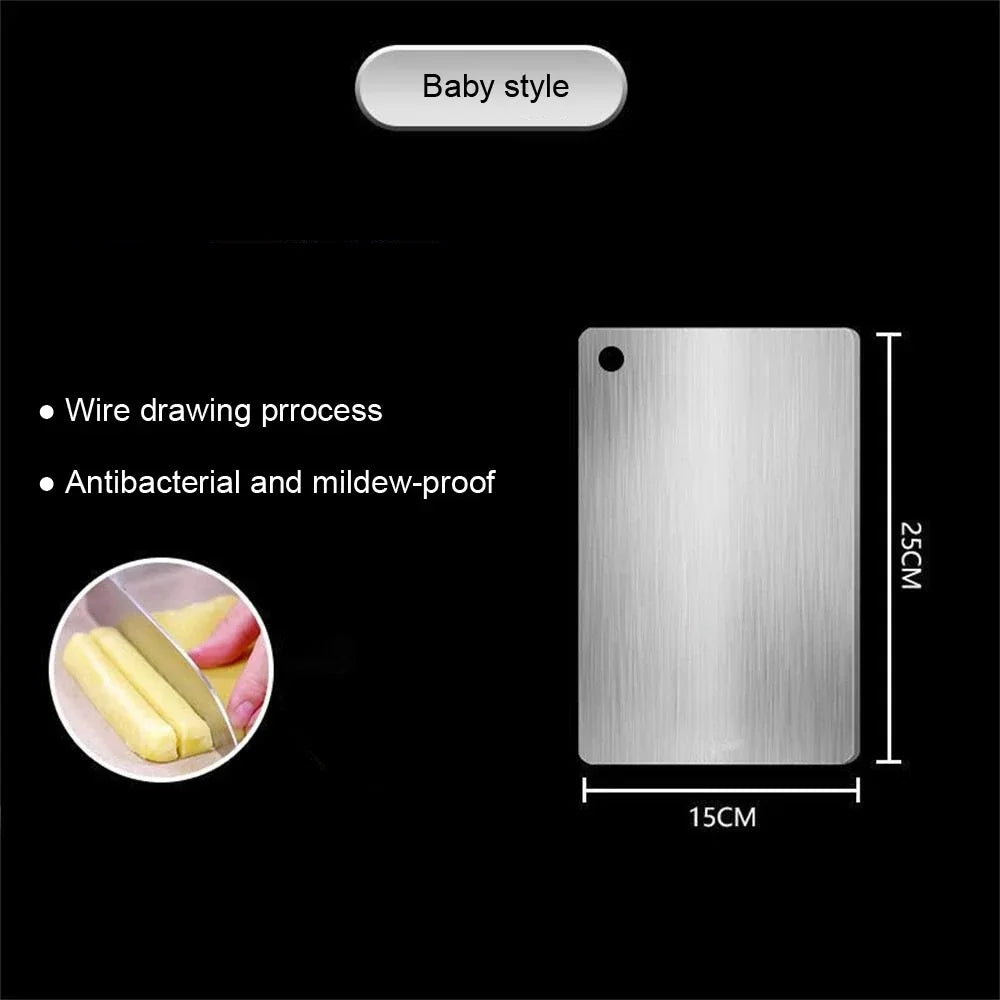 Thickened Double-Sided Stainless Steel Cutting & Kneading Board