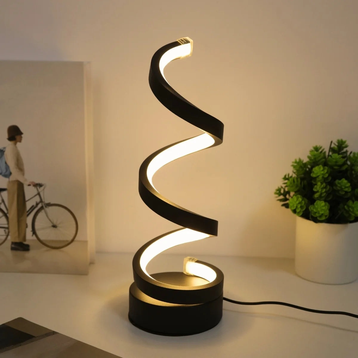 Sculptural Spiral Table Lamp