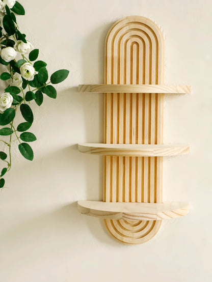 Boho Geometric Wood Wall Shelf