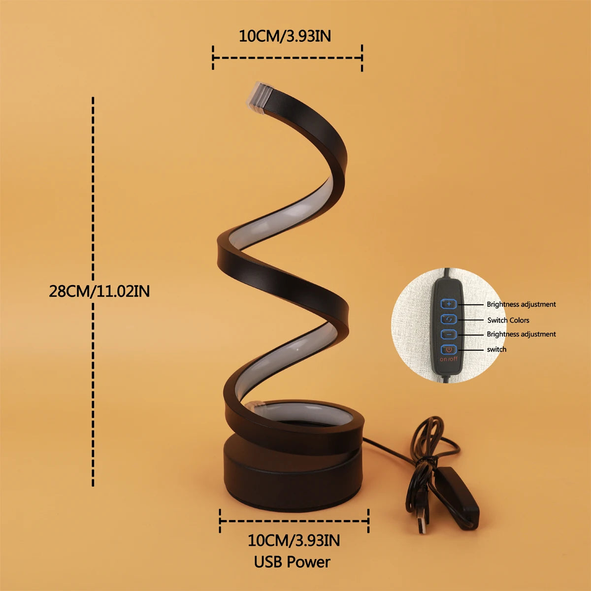 Sculptural Spiral Table Lamp