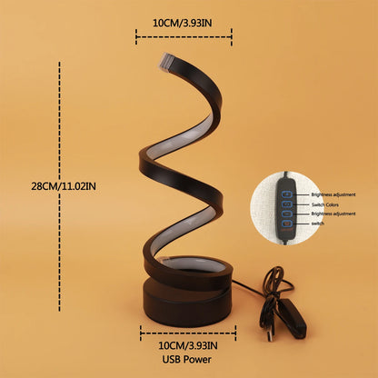 Sculptural Spiral Table Lamp