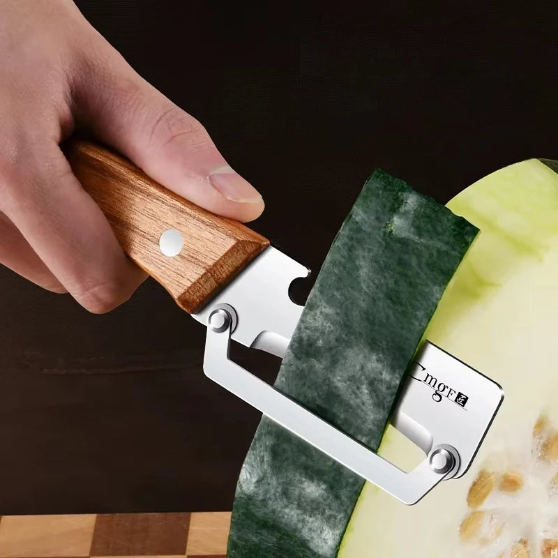 Wooden Handle Stainless Steel Peeler & Slicer