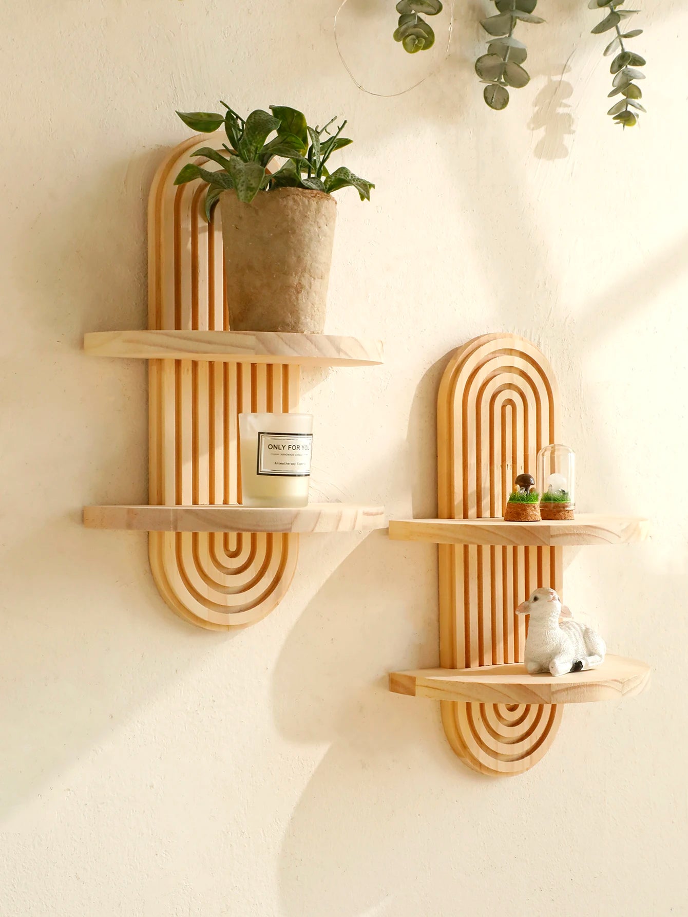 Boho Geometric Wood Wall Shelf