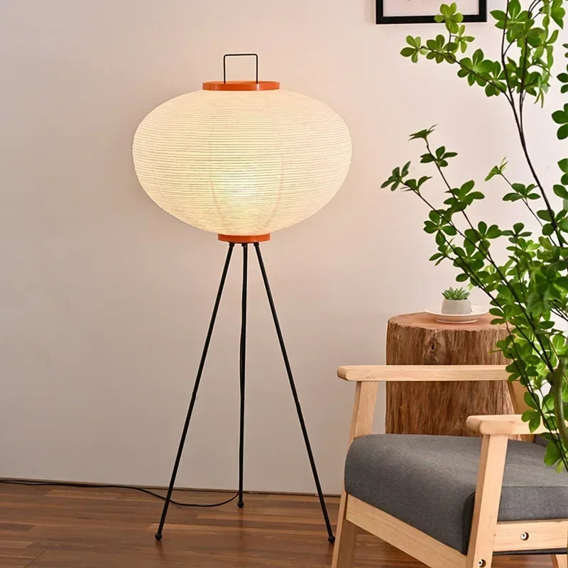 Japanese Wabi Sabi Rice Paper Standing Lamp