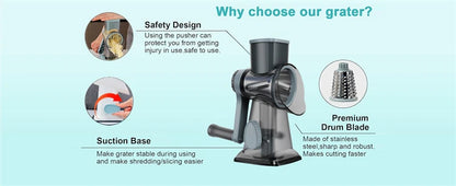 3-in-1 Rotary Grater Slicer & Shredder Set