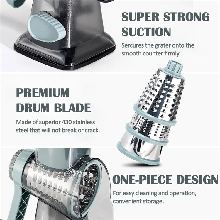 3-in-1 Rotary Grater Slicer & Shredder Set