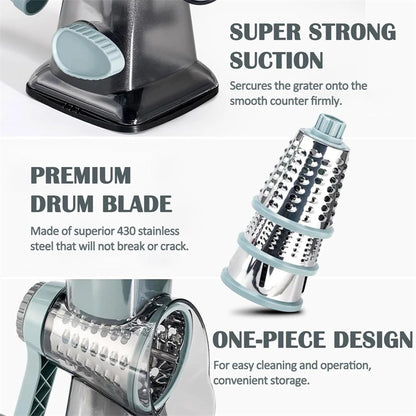 3-in-1 Rotary Grater Slicer & Shredder Set