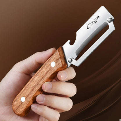Wooden Handle Stainless Steel Peeler & Slicer