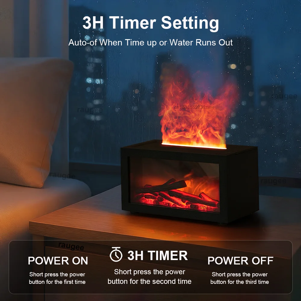 Fireplace Flame Humidifier & Aromatherapy Diffuser