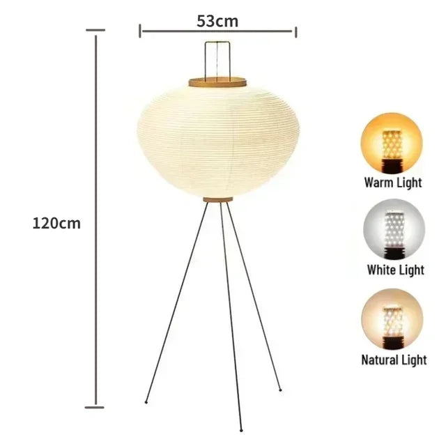 Japanese Wabi Sabi Rice Paper Standing Lamp