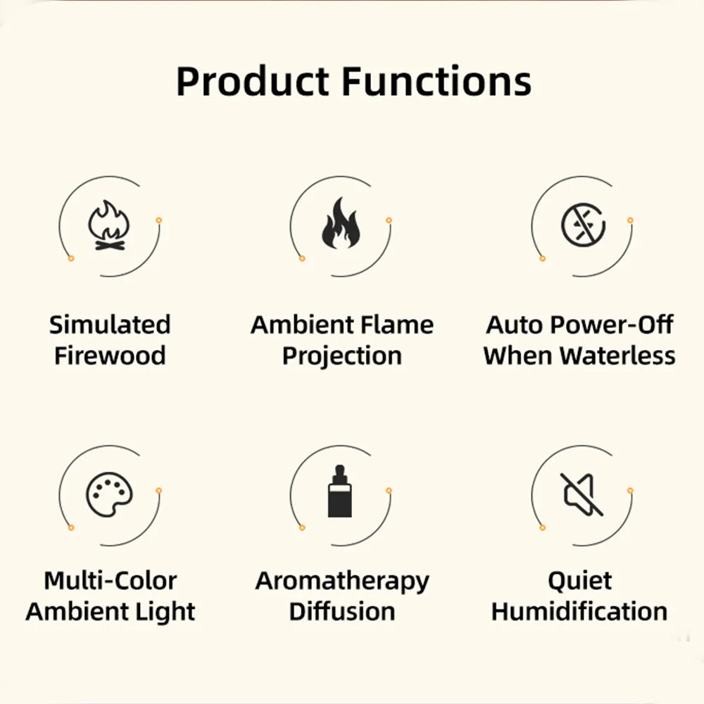Fireplace Flame Humidifier & Aromatherapy Diffuser